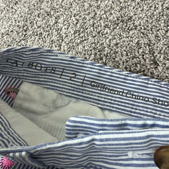 Talbots Girlfriend Chino Shorts Watermelon Print Blue White Stripes Cotton 2 - Picture 6 of 12